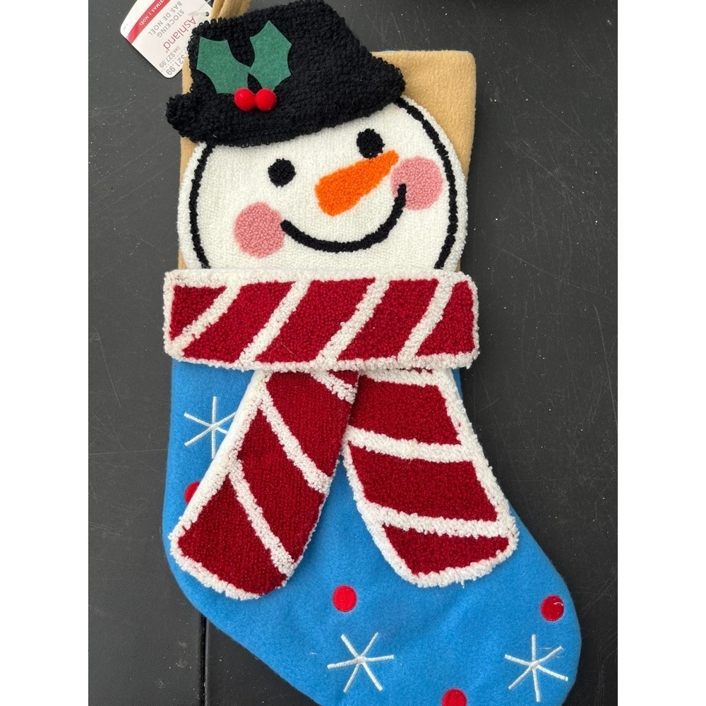 3D Snowman Christmas Stocking Felt Festive Holiday Colorful Playful Kids Retro